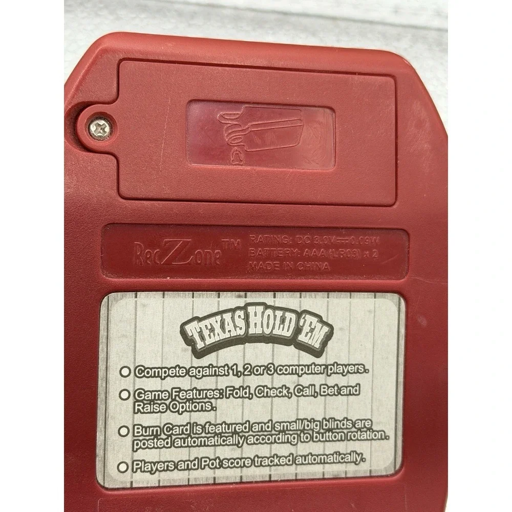 Reczone Texas Hold Em Electronic Handheld Game Travel Pocket Vtg Tested Working